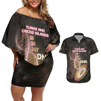Personalized Turks And Caicos Islands Is In My DNA Couples Matching Off Shoulder Short Dress and Hawaiian Shirt - Wonder Print Shop