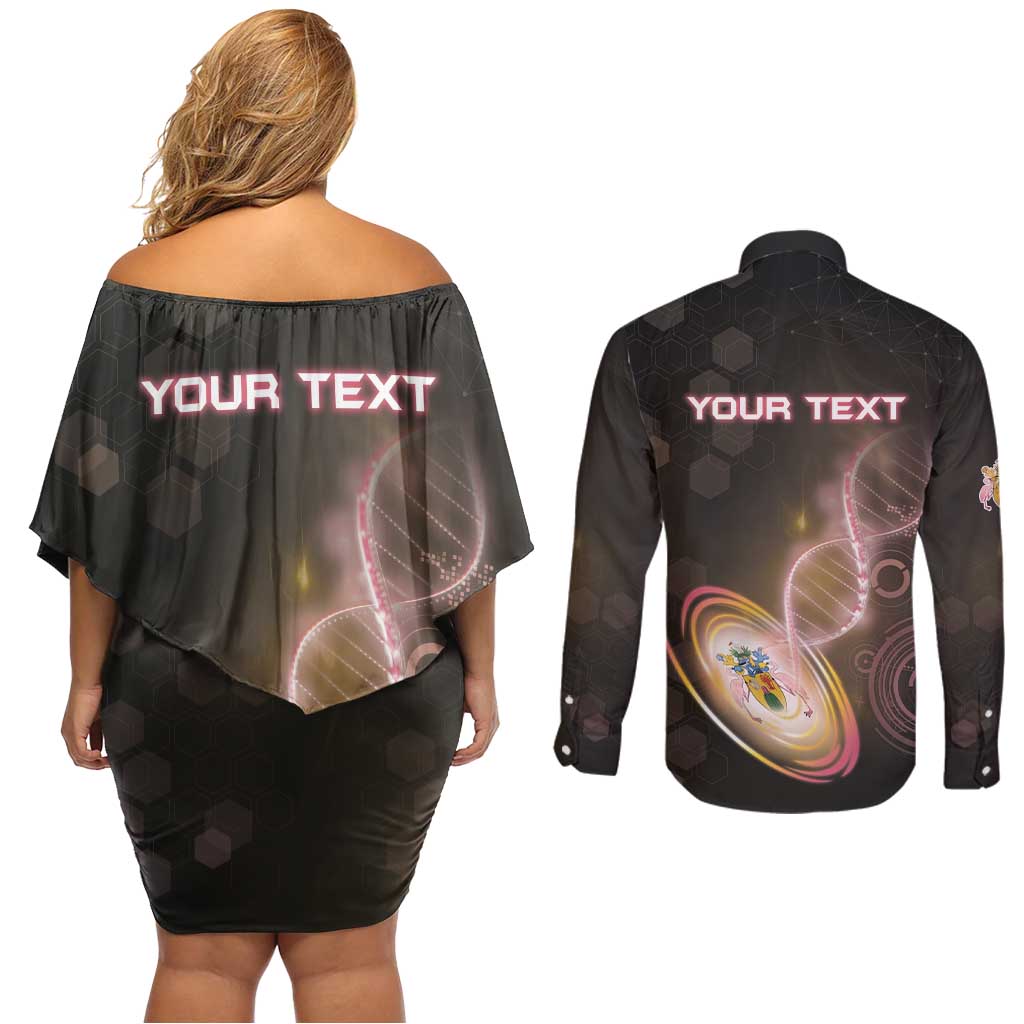 Personalized Turks And Caicos Islands Is In My DNA Couples Matching Off Shoulder Short Dress and Long Sleeve Button Shirt - Wonder Print Shop