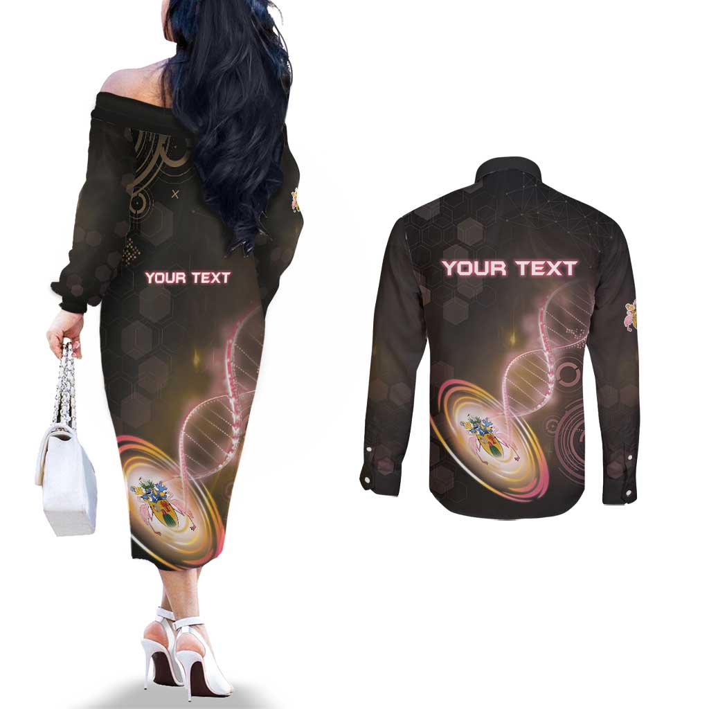 Personalized Turks And Caicos Islands Is In My DNA Couples Matching Off The Shoulder Long Sleeve Dress and Long Sleeve Button Shirt - Wonder Print Shop