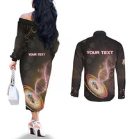 Personalized Turks And Caicos Islands Is In My DNA Couples Matching Off The Shoulder Long Sleeve Dress and Long Sleeve Button Shirt - Wonder Print Shop