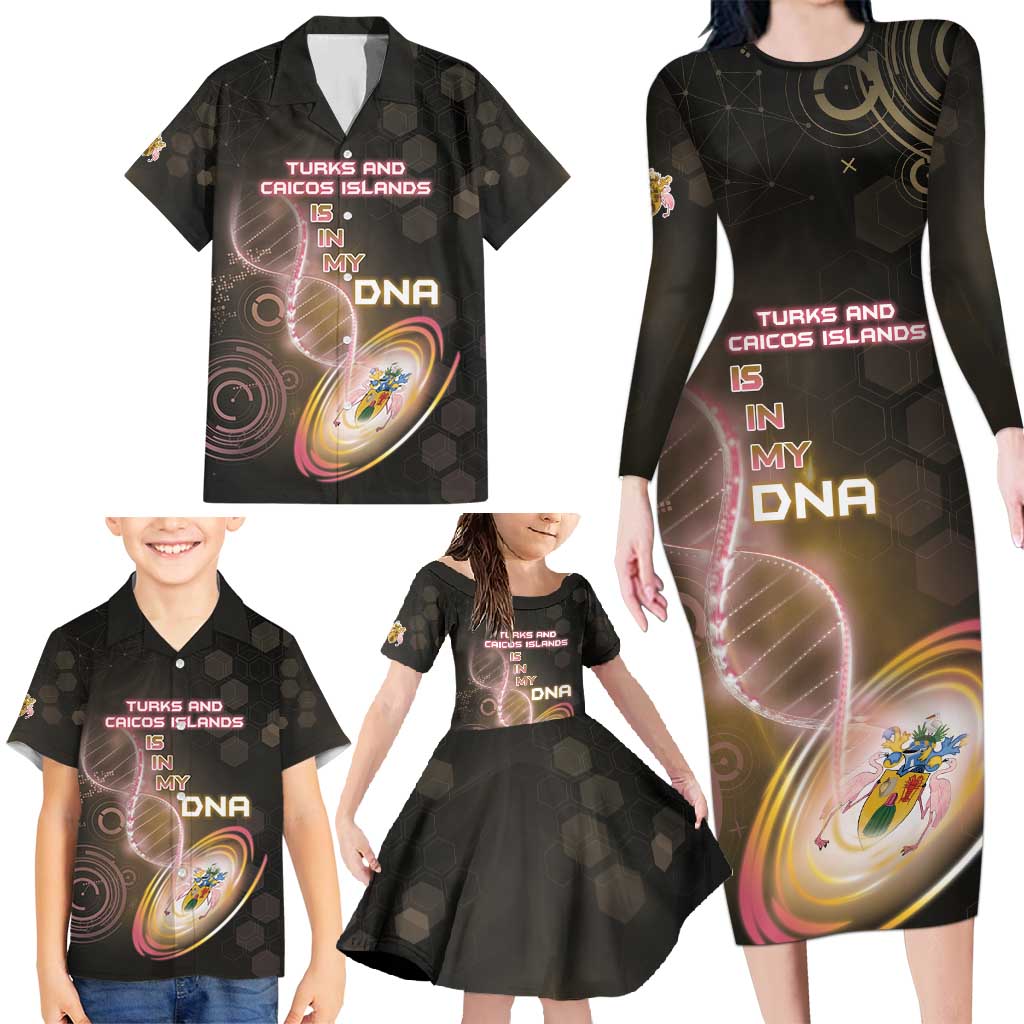 Personalized Turks And Caicos Islands Is In My DNA Family Matching Long Sleeve Bodycon Dress and Hawaiian Shirt - Wonder Print Shop
