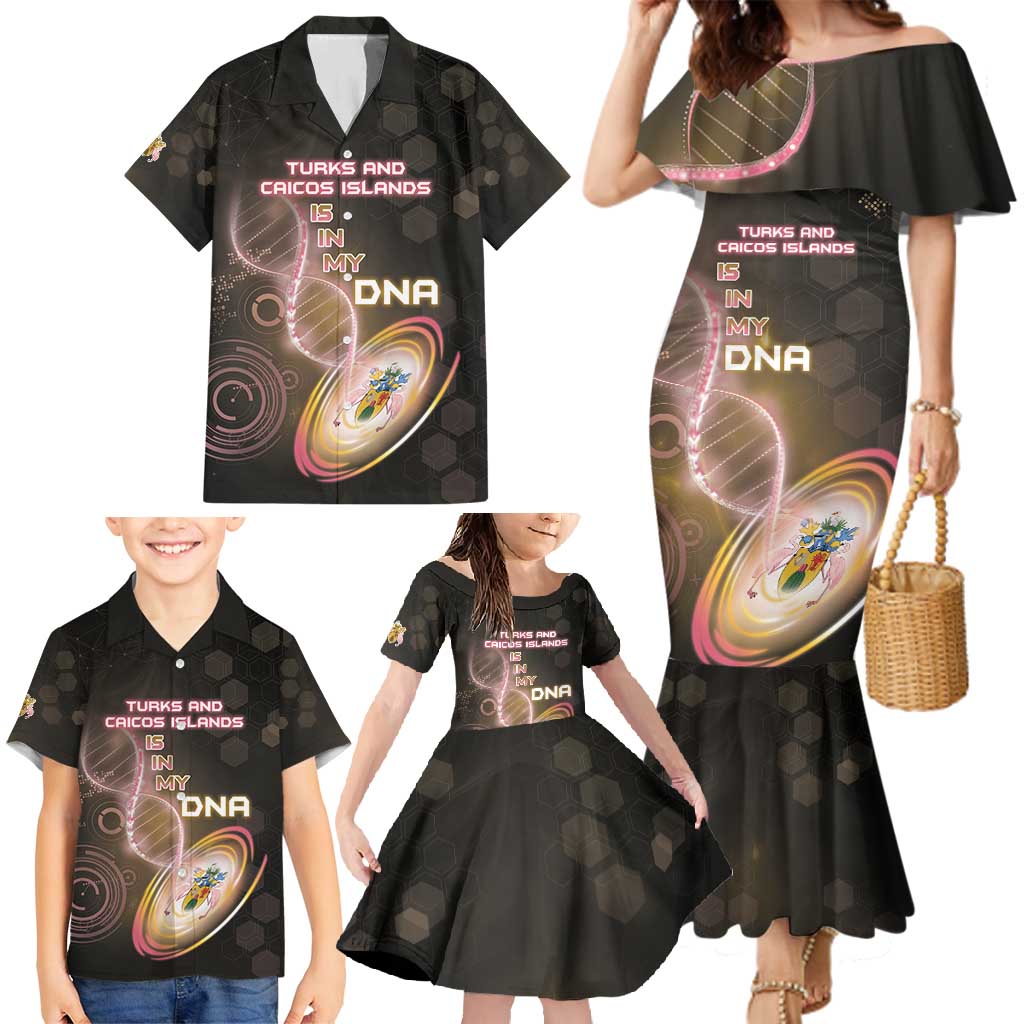 Personalized Turks And Caicos Islands Is In My DNA Family Matching Mermaid Dress and Hawaiian Shirt - Wonder Print Shop