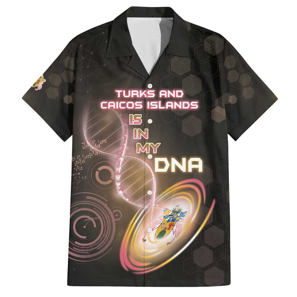 Personalized Turks And Caicos Islands Is In My DNA Family Matching Off The Shoulder Long Sleeve Dress and Hawaiian Shirt - Wonder Print Shop