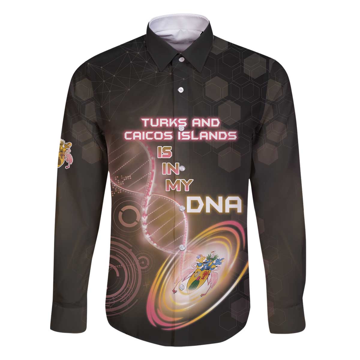 Personalized Turks And Caicos Islands Is In My DNA Family Matching Off The Shoulder Long Sleeve Dress and Hawaiian Shirt - Wonder Print Shop