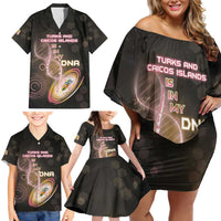 Personalized Turks And Caicos Islands Is In My DNA Family Matching Off Shoulder Short Dress and Hawaiian Shirt - Wonder Print Shop