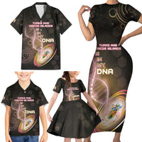 Personalized Turks And Caicos Islands Is In My DNA Family Matching Short Sleeve Bodycon Dress and Hawaiian Shirt - Wonder Print Shop