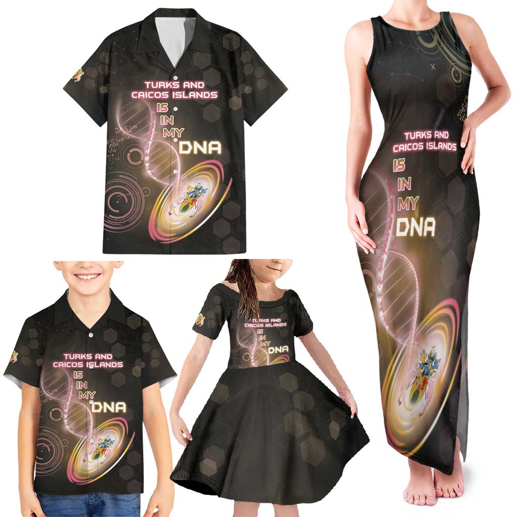 Personalized Turks And Caicos Islands Is In My DNA Family Matching Tank Maxi Dress and Hawaiian Shirt - Wonder Print Shop