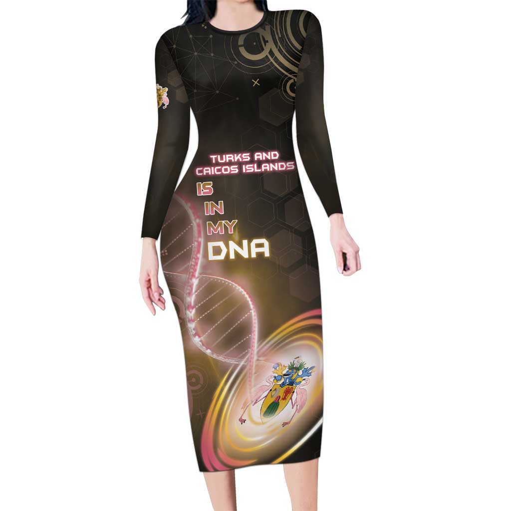 Personalized Turks And Caicos Islands Is In My DNA Long Sleeve Bodycon Dress - Wonder Print Shop