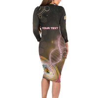 Personalized Turks And Caicos Islands Is In My DNA Long Sleeve Bodycon Dress - Wonder Print Shop