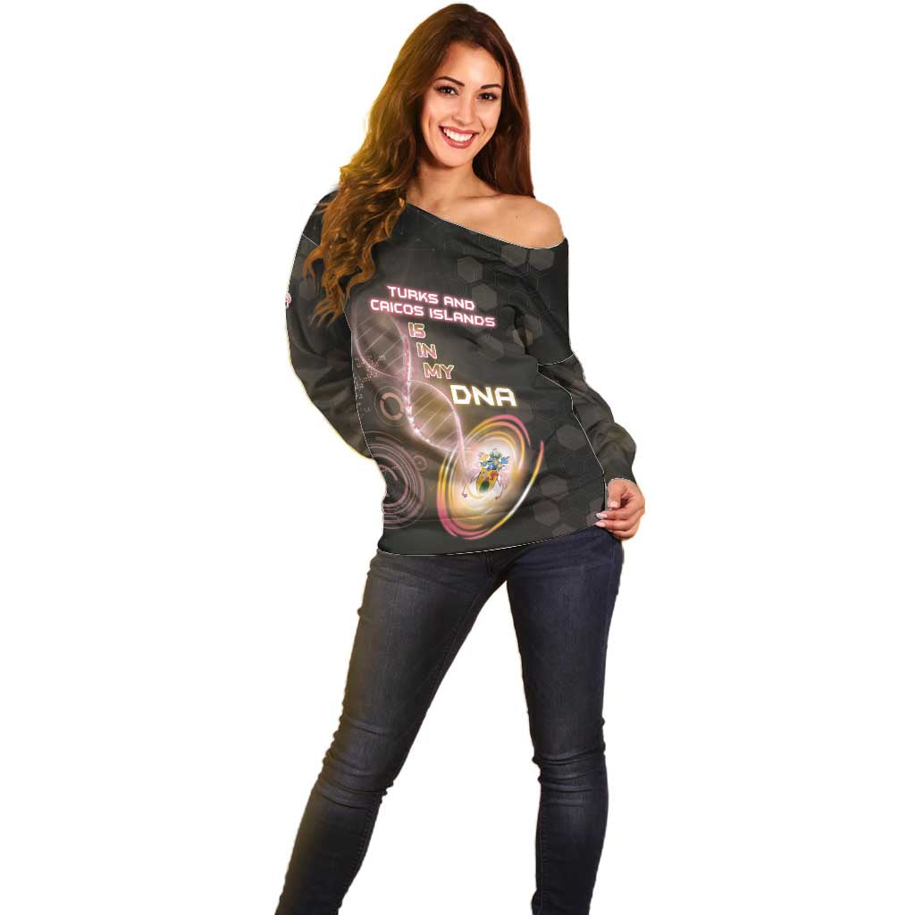 Personalized Turks And Caicos Islands Is In My DNA Off Shoulder Sweater - Wonder Print Shop
