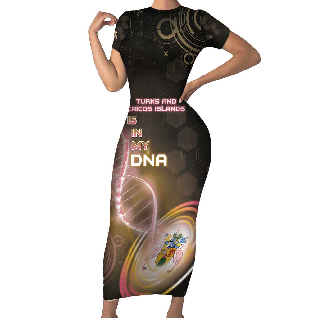 Personalized Turks And Caicos Islands Is In My DNA Short Sleeve Bodycon Dress - Wonder Print Shop