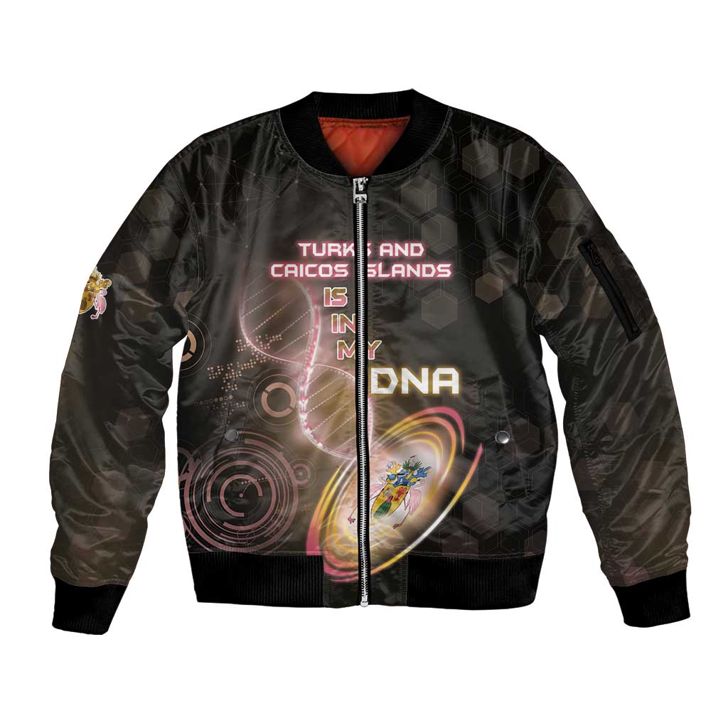 Personalized Turks And Caicos Islands Is In My DNA Sleeve Zip Bomber Jacket - Wonder Print Shop
