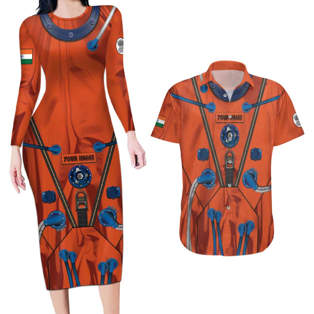 Personalized Astronaut Couples Matching Long Sleeve Bodycon Dress and Hawaiian Shirt Space Diving Suit India - Wonder Print Shop