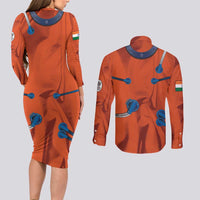 Personalized Astronaut Couples Matching Long Sleeve Bodycon Dress and Long Sleeve Button Shirt Space Diving Suit India - Wonder Print Shop