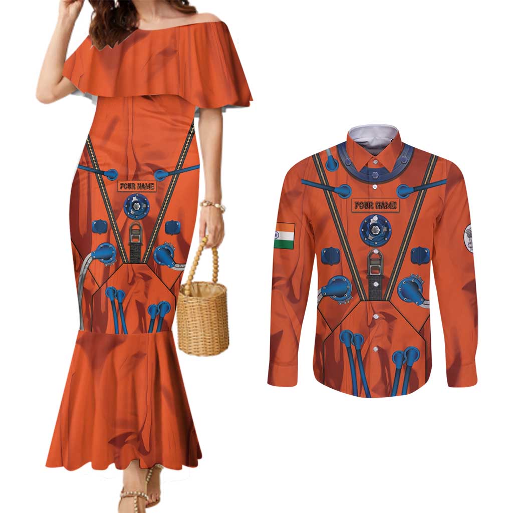 Personalized Astronaut Couples Matching Mermaid Dress and Long Sleeve Button Shirt Space Diving Suit India - Wonder Print Shop