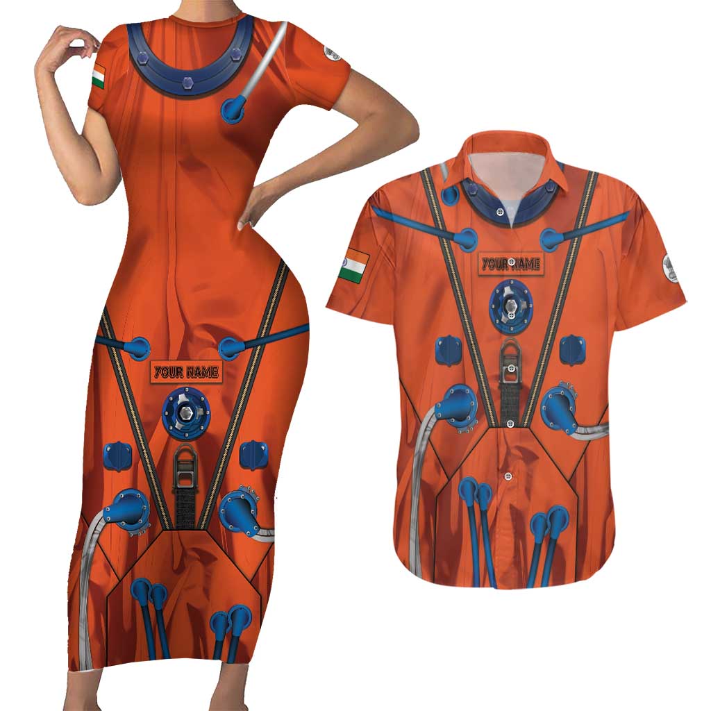 Personalized Astronaut Couples Matching Short Sleeve Bodycon Dress and Hawaiian Shirt Space Diving Suit India - Wonder Print Shop