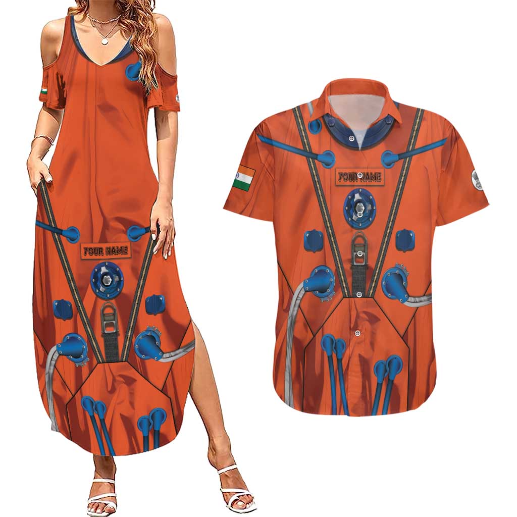 Personalized Astronaut Couples Matching Summer Maxi Dress and Hawaiian Shirt Space Diving Suit India - Wonder Print Shop