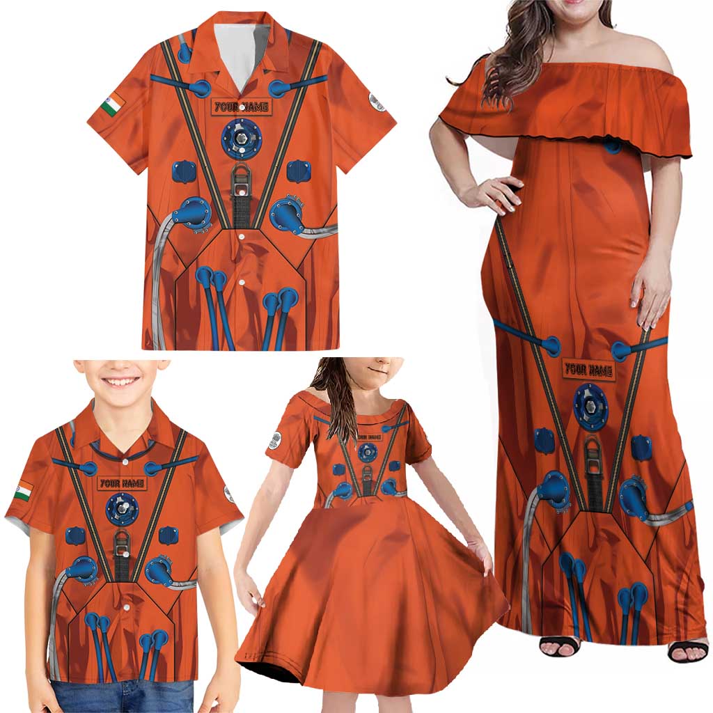 Personalized Astronaut Family Matching Off Shoulder Maxi Dress and Hawaiian Shirt Space Diving Suit India - Wonder Print Shop