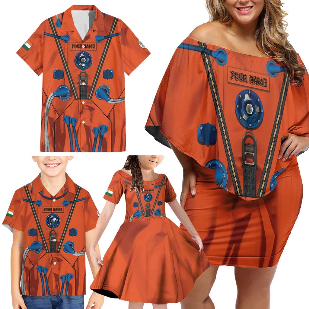 Personalized Astronaut Family Matching Off Shoulder Short Dress and Hawaiian Shirt Space Diving Suit India - Wonder Print Shop