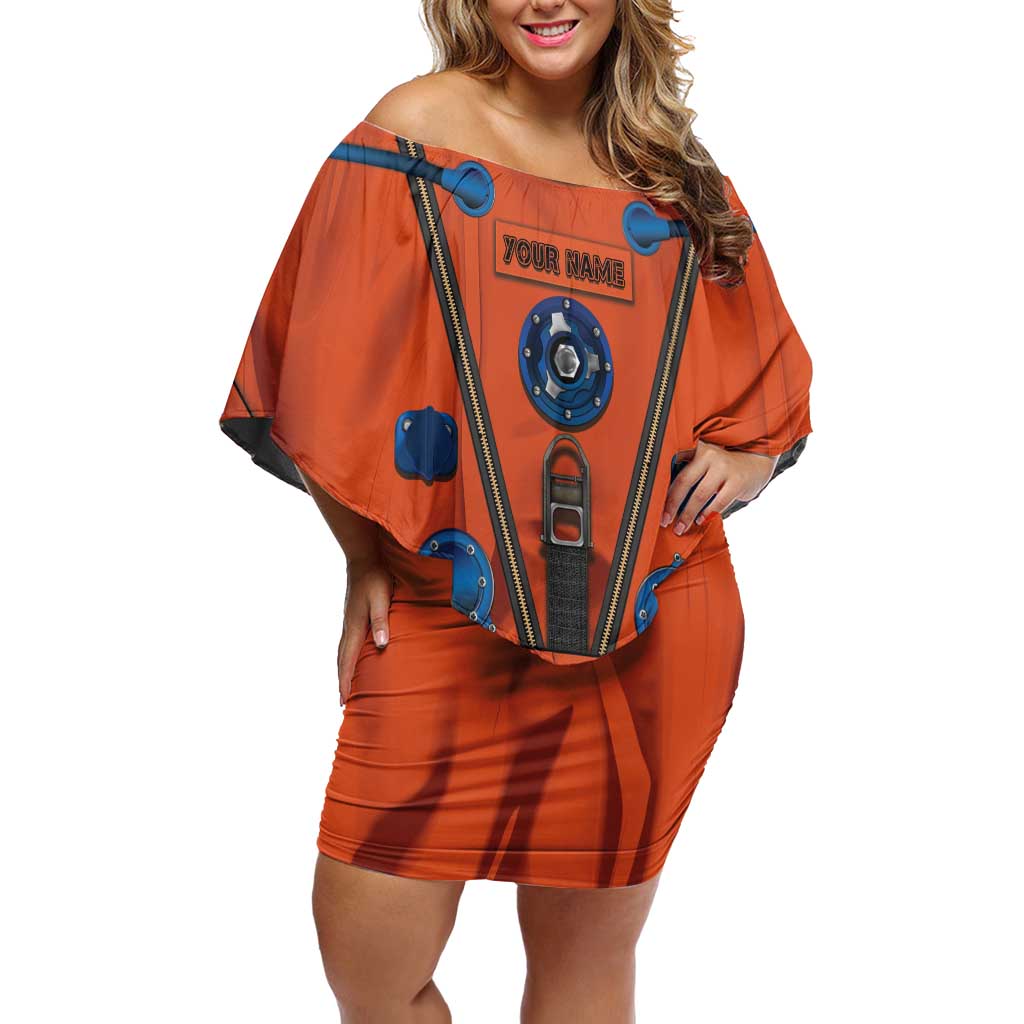 Personalized Astronaut Off Shoulder Short Dress Space Diving Suit India - Wonder Print Shop