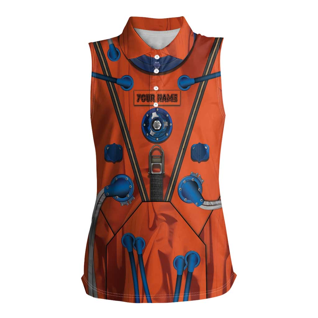 Personalized Astronaut Women Sleeveless Polo Shirt Space Diving Suit India - Wonder Print Shop