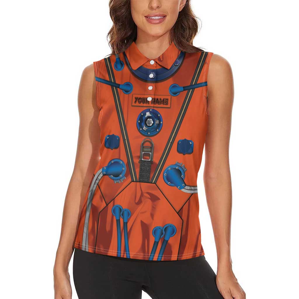 Personalized Astronaut Women Sleeveless Polo Shirt Space Diving Suit India - Wonder Print Shop