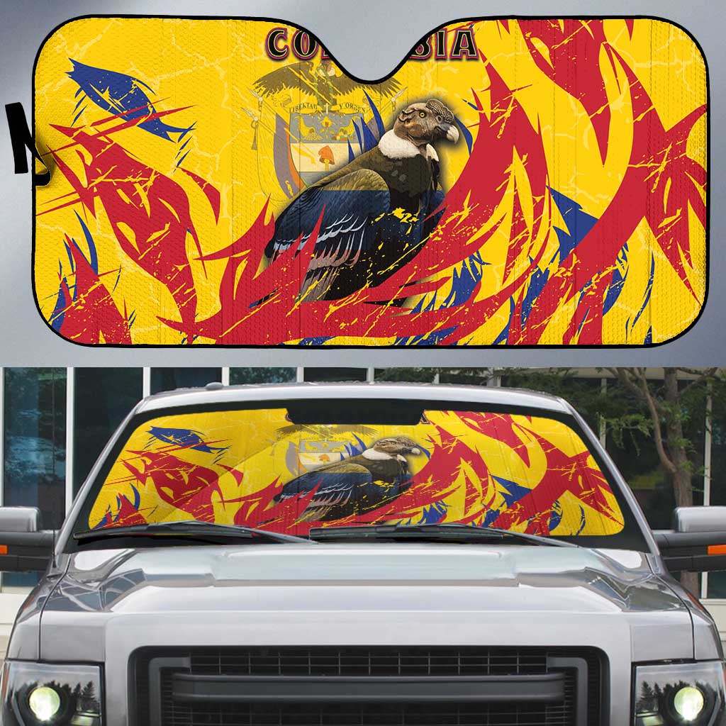 Colombia Auto Sun Shade Colombian Andean Condor With Coat Of Arms - Wonder Print Shop