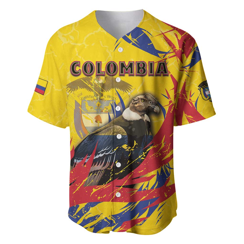 Personalized Colombia Baseball Jersey Colombian Andean Condor With Coat Of Arms - Wonder Print Shop