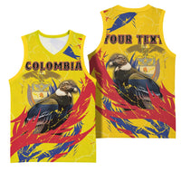 Personalized Colombia Basketball Jersey Colombian Andean Condor With Coat Of Arms - Wonder Print Shop