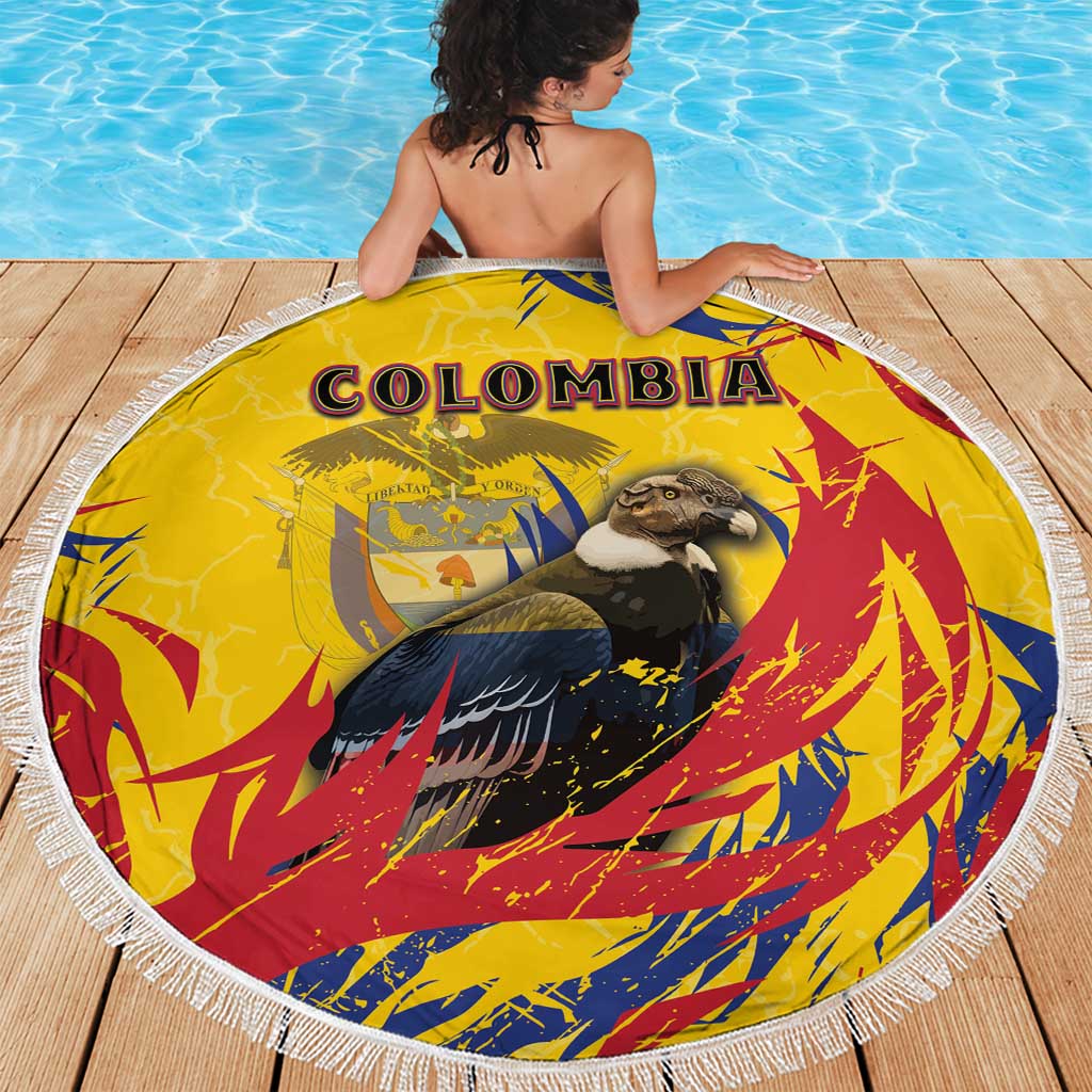 Colombia Beach Blanket Colombian Andean Condor With Coat Of Arms - Wonder Print Shop