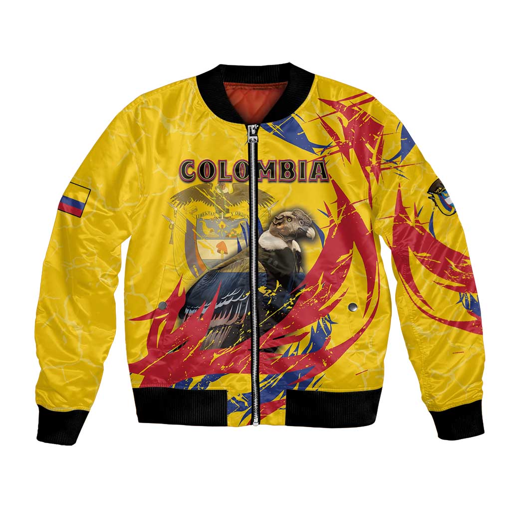 Personalized Colombia Bomber Jacket Colombian Andean Condor With Coat Of Arms - Wonder Print Shop