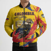 Personalized Colombia Bomber Puffer Jacket Colombian Andean Condor With Coat Of Arms - Wonder Print Shop
