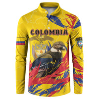 Personalized Colombia Button Sweatshirt Colombian Andean Condor With Coat Of Arms - Wonder Print Shop