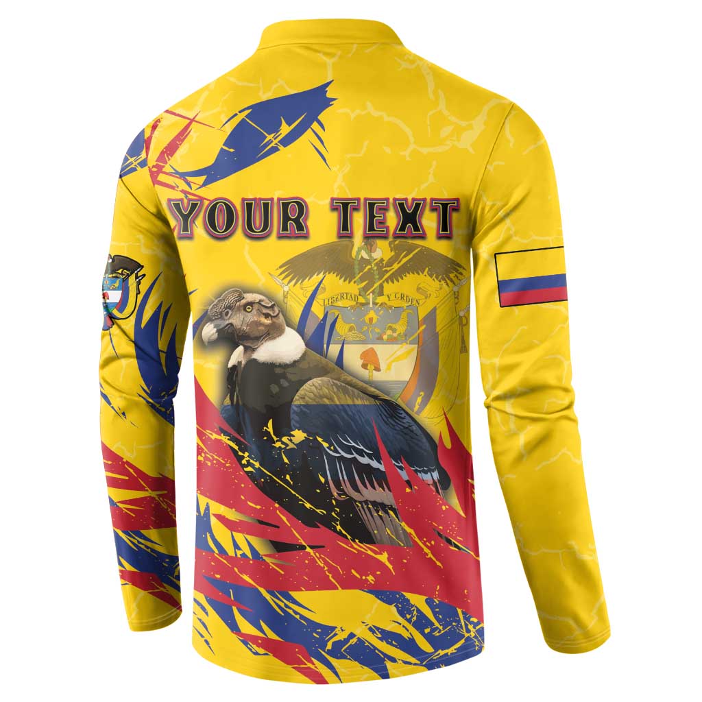 Personalized Colombia Button Sweatshirt Colombian Andean Condor With Coat Of Arms - Wonder Print Shop