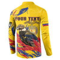 Personalized Colombia Button Sweatshirt Colombian Andean Condor With Coat Of Arms - Wonder Print Shop