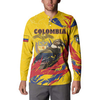 Personalized Colombia Button Sweatshirt Colombian Andean Condor With Coat Of Arms - Wonder Print Shop