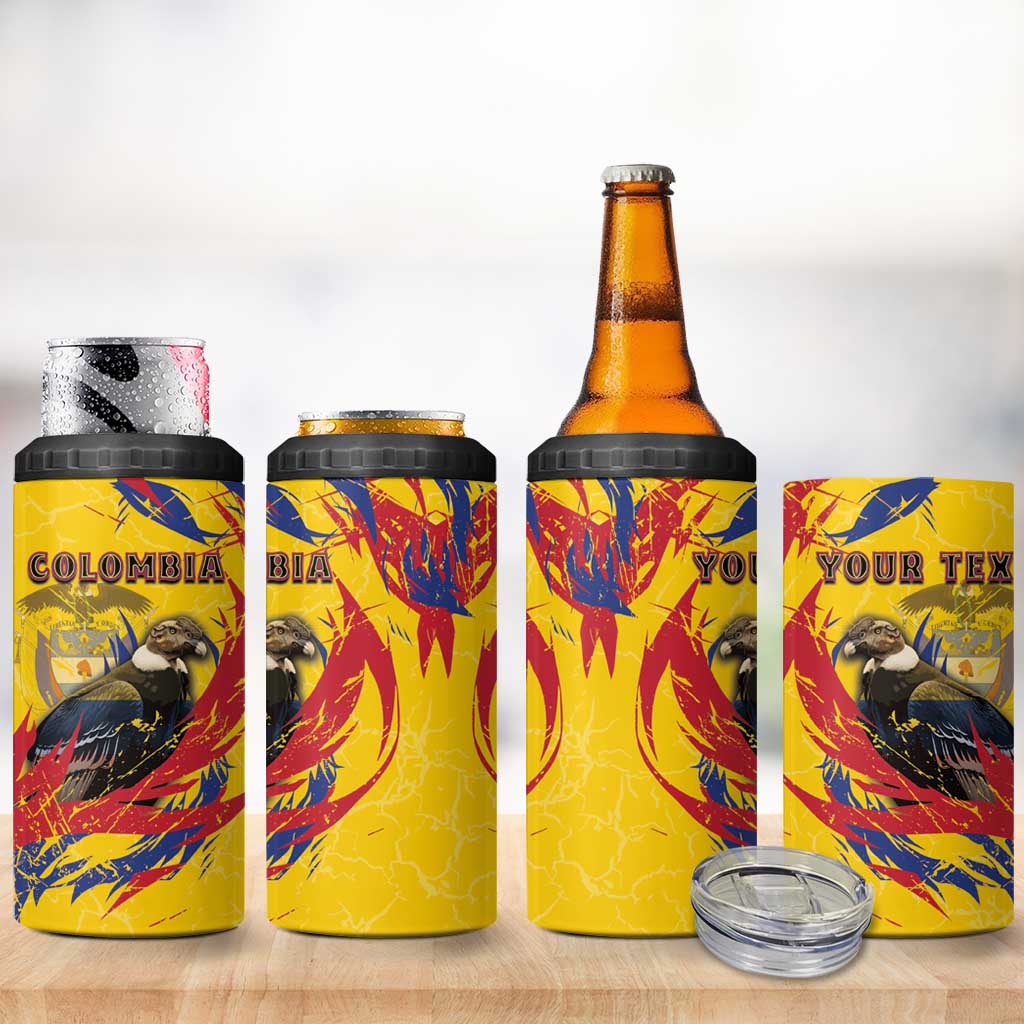 Personalized Colombia 4 in 1 Can Cooler Tumbler Colombian Andean Condor With Coat Of Arms - Wonder Print Shop