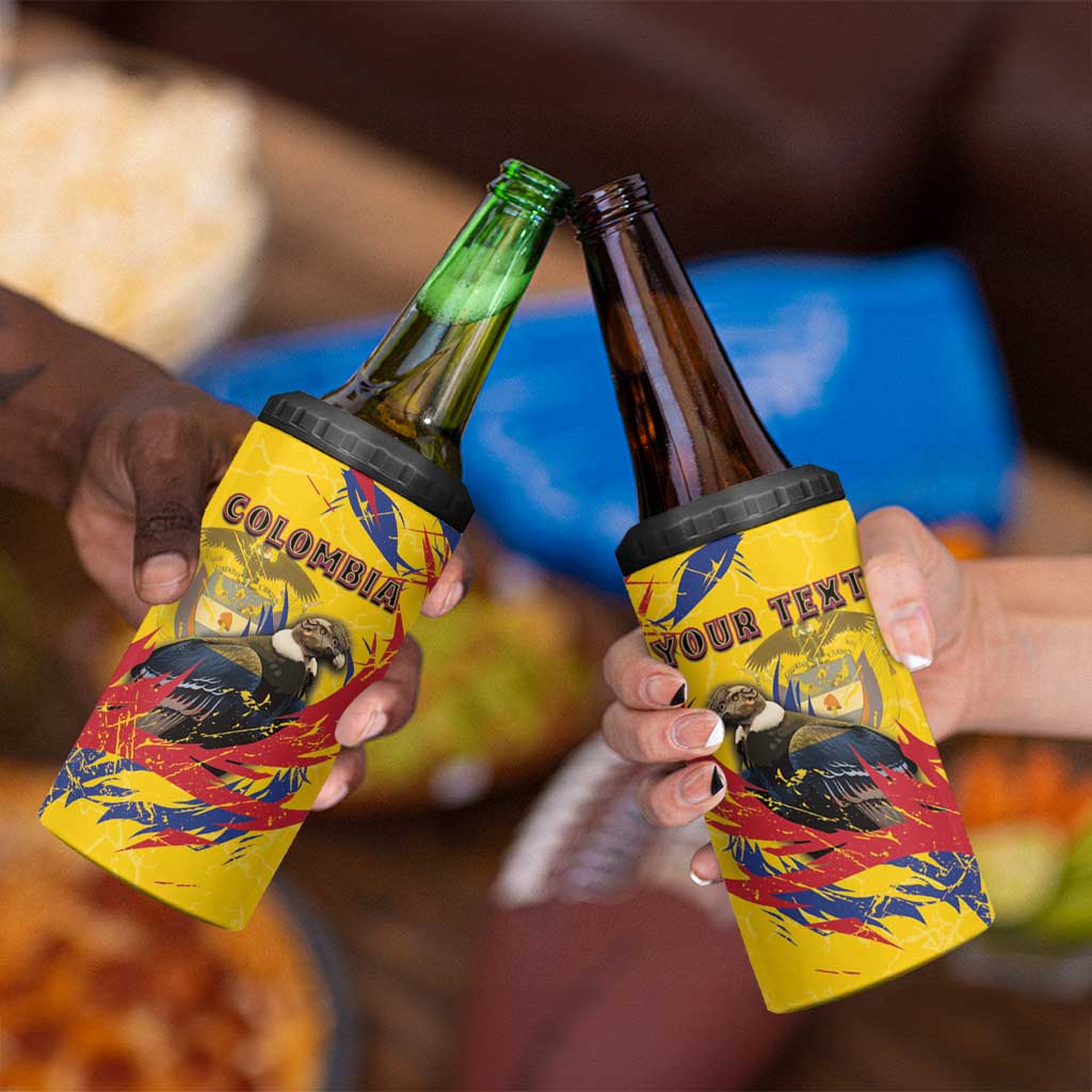 Personalized Colombia 4 in 1 Can Cooler Tumbler Colombian Andean Condor With Coat Of Arms - Wonder Print Shop