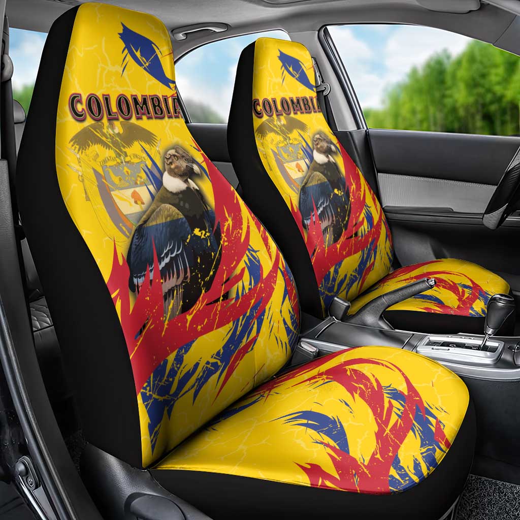 Colombia Car Seat Cover Colombian Andean Condor With Coat Of Arms - Wonder Print Shop