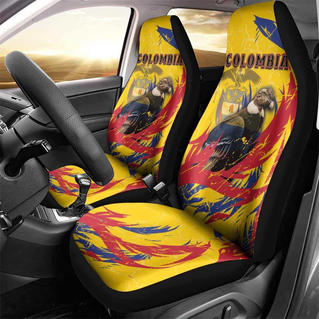 Colombia Car Seat Cover Colombian Andean Condor With Coat Of Arms - Wonder Print Shop