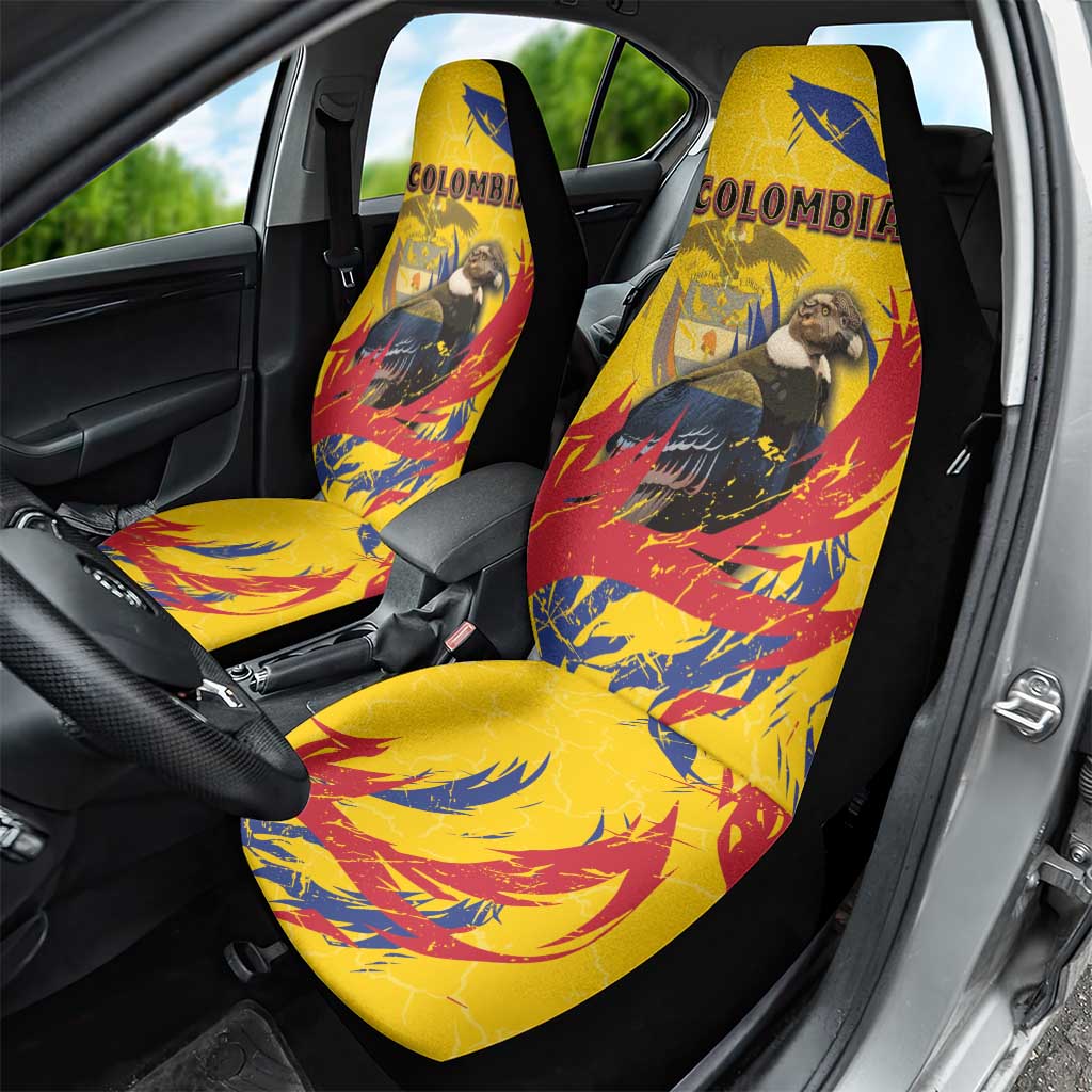 Colombia Car Seat Cover Colombian Andean Condor With Coat Of Arms - Wonder Print Shop