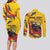 Personalized Colombia Couples Matching Long Sleeve Bodycon Dress and Long Sleeve Button Shirt Colombian Andean Condor With Coat Of Arms - Wonder Print Shop