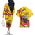 Personalized Colombia Couples Matching Off The Shoulder Long Sleeve Dress and Hawaiian Shirt Colombian Andean Condor With Coat Of Arms - Wonder Print Shop