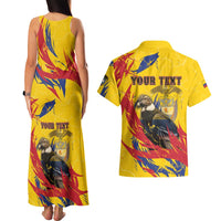 Personalized Colombia Couples Matching Tank Maxi Dress and Hawaiian Shirt Colombian Andean Condor With Coat Of Arms - Wonder Print Shop
