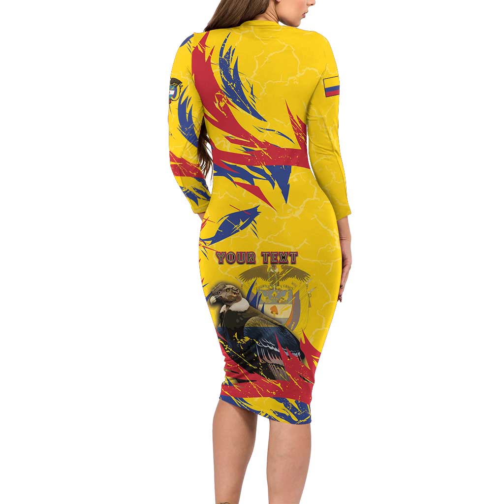 Personalized Colombia Family Matching Long Sleeve Bodycon Dress and Hawaiian Shirt Colombian Andean Condor With Coat Of Arms - Wonder Print Shop