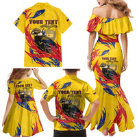 Personalized Colombia Family Matching Mermaid Dress and Hawaiian Shirt Colombian Andean Condor With Coat Of Arms - Wonder Print Shop