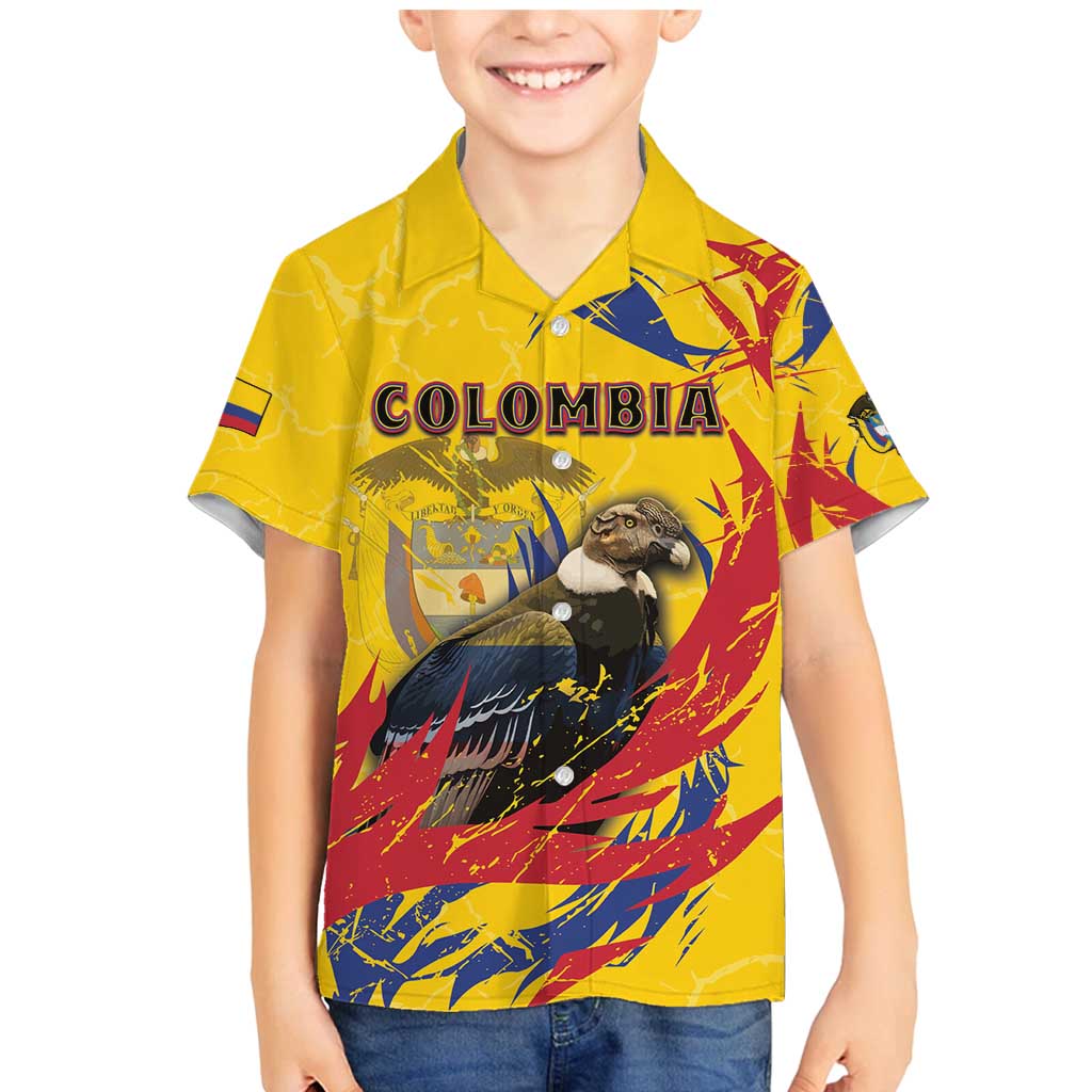 Personalized Colombia Family Matching Mermaid Dress and Hawaiian Shirt Colombian Andean Condor With Coat Of Arms - Wonder Print Shop