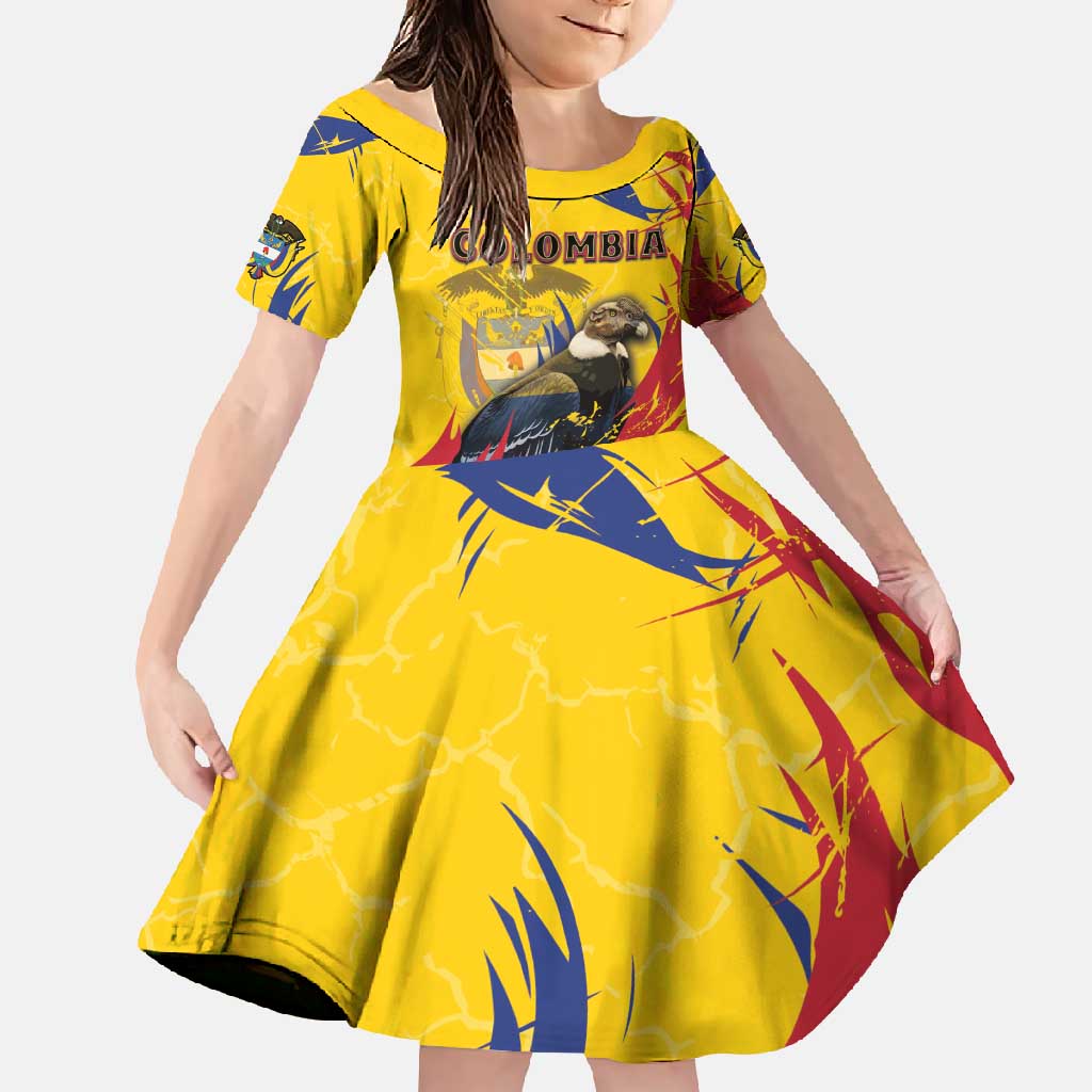 Personalized Colombia Family Matching Off Shoulder Maxi Dress and Hawaiian Shirt Colombian Andean Condor With Coat Of Arms - Wonder Print Shop