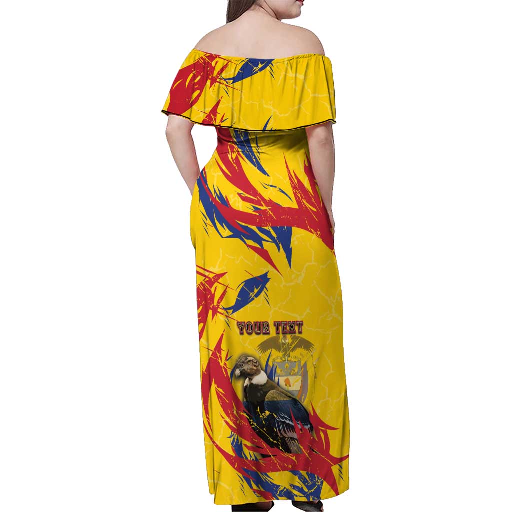 Personalized Colombia Family Matching Off Shoulder Maxi Dress and Hawaiian Shirt Colombian Andean Condor With Coat Of Arms - Wonder Print Shop