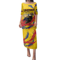 Personalized Colombia Family Matching Puletasi and Hawaiian Shirt Colombian Andean Condor With Coat Of Arms - Wonder Print Shop